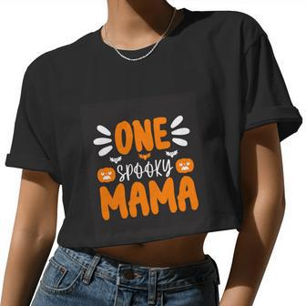 One Spooky Mama Halloween Quote V2 Women Cropped T-shirt - Monsterry AU