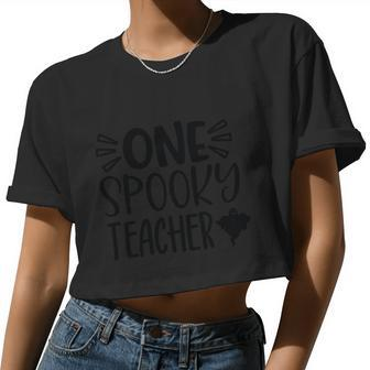 One Spooky Teacher Halloween Quote Women Cropped T-shirt - Monsterry DE