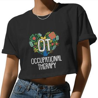 Ot Occupational Therapy Floral Heart Ota Therapist Shirt Women Cropped T-shirt - Monsterry UK