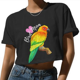 Parrot Bird Mom Sun Conure Watercolor V2 Women Cropped T-shirt - Monsterry