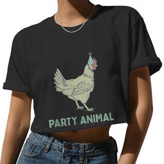 Party Animal Chicken Birthday Chicken Birthday Women Cropped T-shirt - Monsterry DE