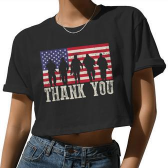 Patriotic American Flag Thank You For Men Women Kid Girl Boy Women Cropped T-shirt - Monsterry UK
