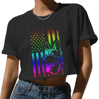 Patriotic German Shepherd American Flag Dog Lover V3 Women Cropped T-shirt - Monsterry CA