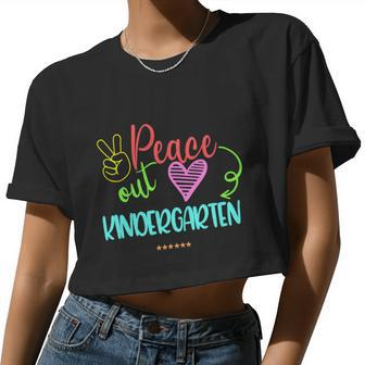Peace Out Kindergarten Graphic Plus Size Shirt For Teacher Female Male Kids Women Cropped T-shirt - Monsterry