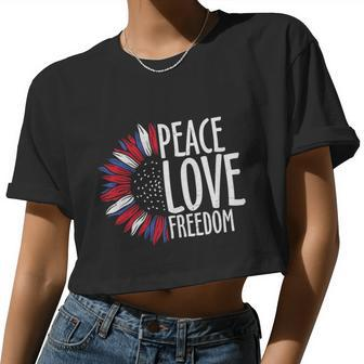 Peace Love Freedom For 4Th Of July Plus Size Shirt For Men Women Family Women Cropped T-shirt - Monsterry AU