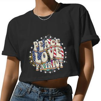 Peace Love Patriotic 4Th Of July Usa Flag Women Cropped T-shirt - Monsterry AU