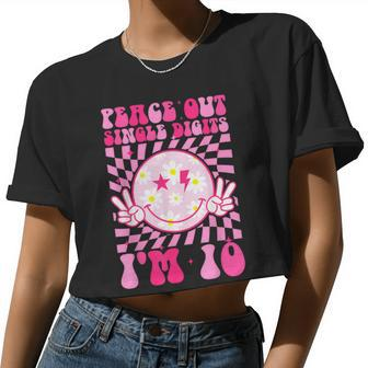 Peace Single Digits I'm 10 Smile Face For Birthday Girls Women Cropped T-shirt - Monsterry CA