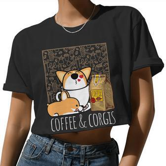 Pembroke Welsh Corgi Dog Coffee Lover Caffeine Corgi Mom Dad V2 Women Cropped T-shirt - Monsterry DE