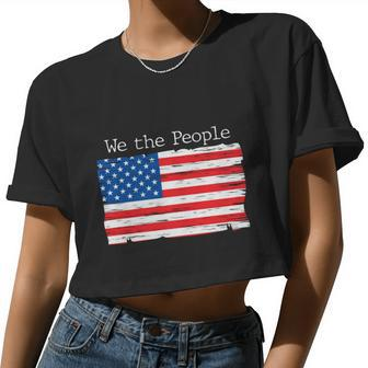 We The People Vintage American Flag Graphic Shirt For Men Women Family Women Cropped T-shirt - Monsterry