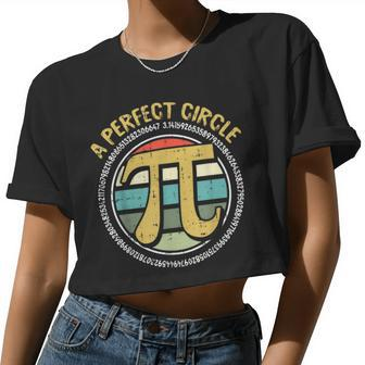Perfect Circle Pi Day Retro Math Symbols Number Teacher Women Cropped T-shirt - Monsterry