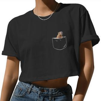 Pocket Capybara Meaningful Capybara In Pocket Women Cropped T-shirt - Monsterry