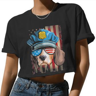 Police Beagle 4Th Of July Men Women Women Cropped T-shirt - Monsterry