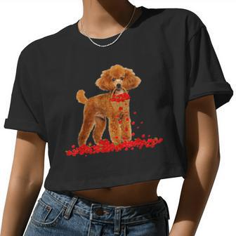Poodle Valentine's Day Dog Dad Dog Mom Flowers Women Cropped T-shirt - Monsterry DE