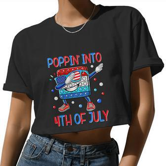 Poppin Into 4Th Of July Dabbing American Flag Women Cropped T-shirt - Monsterry