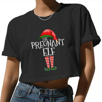 The Pregnant Elf Pregnancy Christmas Mom Women Cropped T-shirt - Monsterry