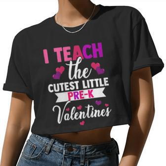 Prek Teachers Velentines Day Teacher Outfit Valentines Women Cropped T-shirt - Monsterry