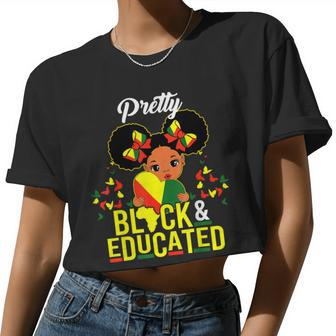 Pretty Black And Educated I Am The Strong African Queen Girl Women Cropped T-shirt - Monsterry
