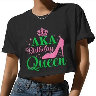 Pretty Cute Birthday Queen Aka Women Cropped T-shirt - Monsterry