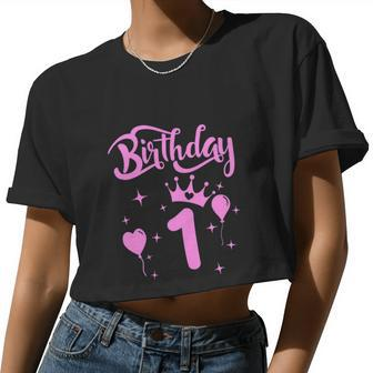 Princess Birthday Girl 1 Year Old Princess Birthday Women Cropped T-shirt - Monsterry UK