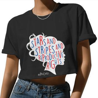 Pro Choice Af Reproductive Rights Messy Bun Us Flag 4Th July Women Cropped T-shirt - Monsterry