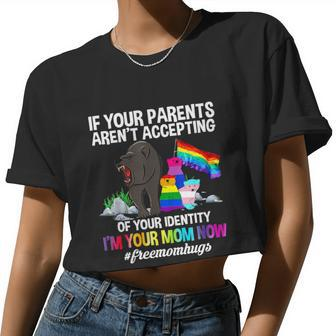 Proud Mama Bear Lgbt Gay Pride Lgbtq Free Mom Hugs Women Cropped T-shirt - Monsterry AU