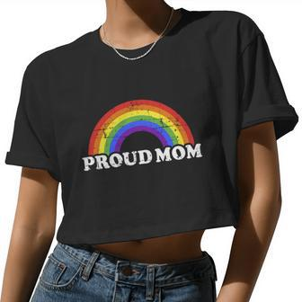 Proud Mom Of Gay Or Lesbian Son Or Daughter With Rainbow Women Cropped T-shirt - Monsterry AU