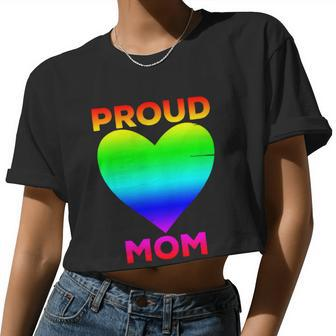 Proud Mom Heart Flag Parent Of Lgbtq Lesbian Bi Trans V2 Women Cropped T-shirt - Monsterry DE