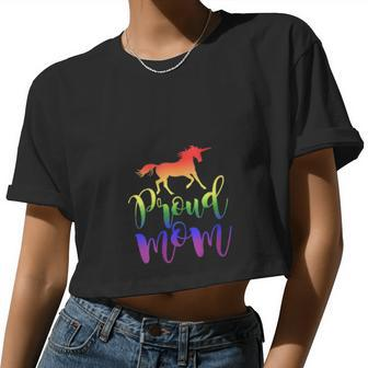 Proud Mom Rainbow Magical Unicorn Lgbt Women Cropped T-shirt - Monsterry UK