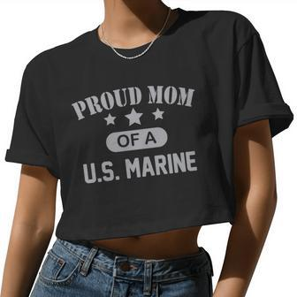 Proud Mom Of A Us Marine Tshirt Women Cropped T-shirt - Monsterry DE
