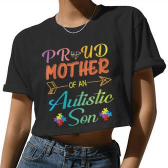 Proud Mother Of An Autistic Son Autism Awareness Love Hope Women Cropped T-shirt - Monsterry