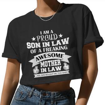 Proud Son In Law Of An Awesome Mother In Law Tshirt Women Cropped T-shirt - Monsterry UK