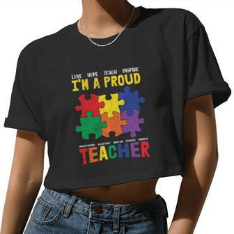 Im A Proud Teacher Students Autistic Autism Awareness Women Cropped T-shirt - Monsterry DE