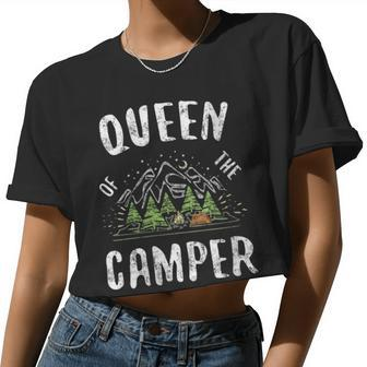 Queen Of The Camper Camping Women Cropped T-shirt - Monsterry
