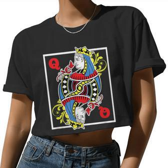 Queen King Cards Bluffing Playing Ranking Card Games Poker Women Cropped T-shirt - Monsterry UK