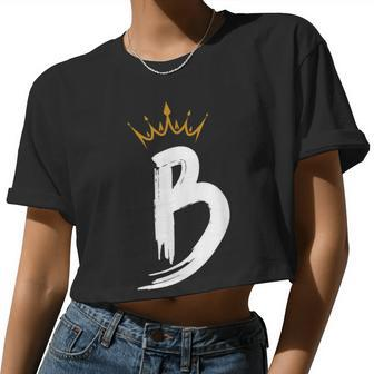 Queen King Letter B Favorite Letter With Crown Alphabet Women Cropped T-shirt - Monsterry AU