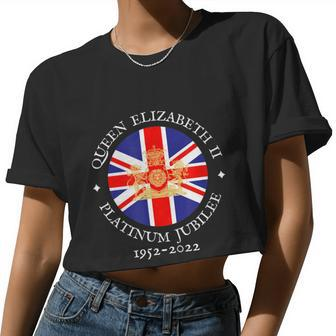 Queen's Platinum Jubilee Royal Crest Uk Gb Union Jack Flag Women Cropped T-shirt - Monsterry UK