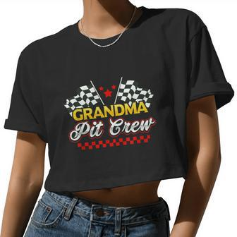 Race Car Birthday Party Racing Family Grandma Pit Crew Women Cropped T-shirt - Monsterry CA
