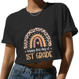 Rainbow Happy First Day Of 1St Grade Teacher Boys Girls Women Cropped T-shirt - Monsterry DE