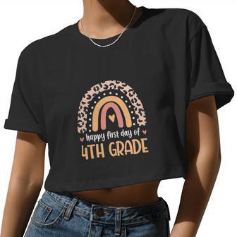 Rainbow Happy First Day Of 4Th Grade Teacher Boys Girls V2 Women Cropped T-shirt - Monsterry