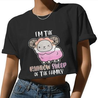 Rainbow Sheep Of The Lesbian Family Bi Lgbt Pride Lesbian Women Cropped T-shirt - Monsterry UK