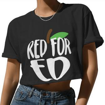 Red For Ed Arizona Teacher Women Cropped T-shirt - Monsterry UK