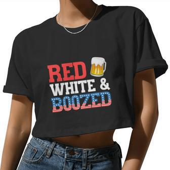 Red White And Boozed 4Th O July Drinking Crew Party Premium Women Cropped T-shirt - Monsterry AU