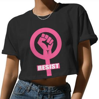 Resist Fist Women's Rights Logo Anti Trump Protest Women Cropped T-shirt - Monsterry AU