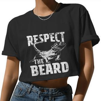 Respect The Beard Bearded Dragon Dad Mom Women Cropped T-shirt - Monsterry DE
