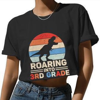 Roaring Into 3Rd Grade Dinosaur Back To School First Day Of School Women Cropped T-shirt - Monsterry DE