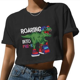 Roaring Into Prek Dinosaur Back To School Women Cropped T-shirt - Monsterry CA