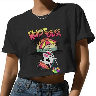 Roast Beef Cow On The Beach Trending Women Cropped T-shirt - Monsterry DE