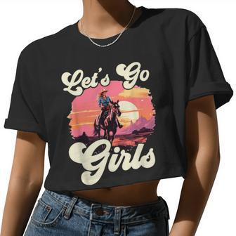 Rodeo Western Country Cowgirl Hat Let's Go Girls Women Cropped T-shirt - Monsterry UK