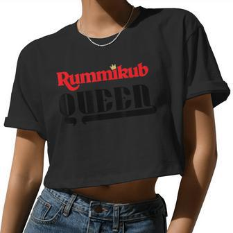 Rummikub Queen Logo With Royal Crown Black Ink Women Cropped T-shirt - Monsterry AU