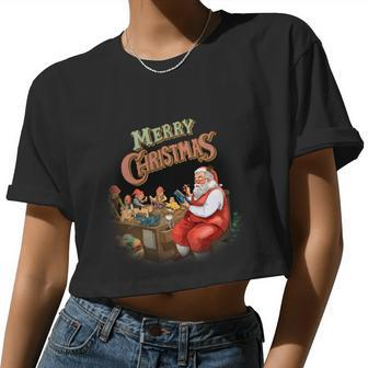Santa Merry Christmas Women Cropped T-shirt - Monsterry